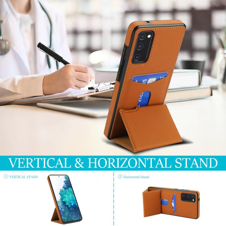 For Samsung Galaxy S20 FE Tri-fold Holder Leather Phone Case with Card Slot