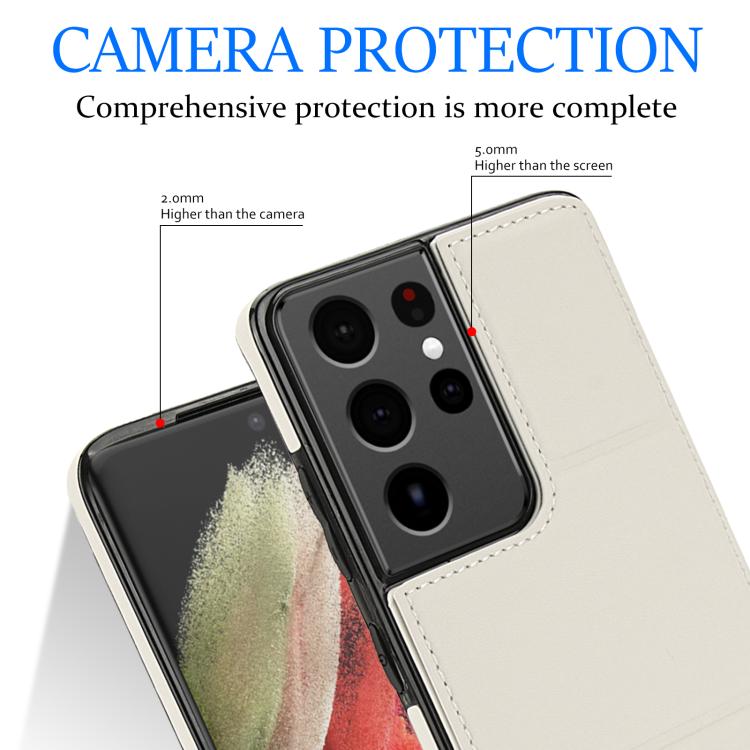 For Samsung Galaxy S21 Ultra 5G Tri-fold Holder Leather Phone Case with Card Slot