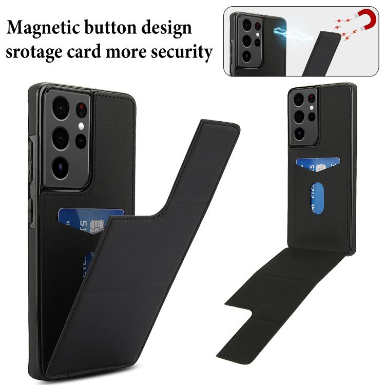 For Samsung Galaxy S21 Ultra 5G Tri-fold Holder Leather Phone Case with Card Slot
