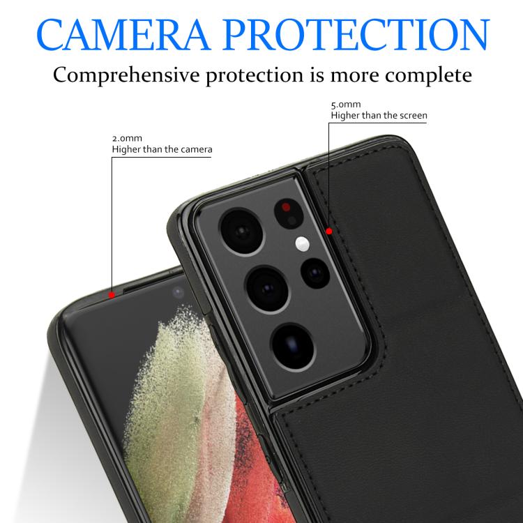 For Samsung Galaxy S21 Ultra 5G Tri-fold Holder Leather Phone Case with Card Slot