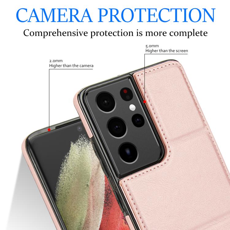 For Samsung Galaxy S21 Ultra 5G Tri-fold Holder Leather Phone Case with Card Slot