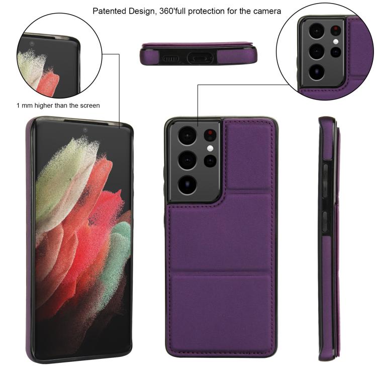 For Samsung Galaxy S21 Ultra 5G Tri-fold Holder Leather Phone Case with Card Slot