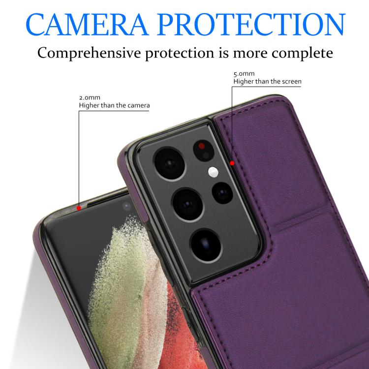 For Samsung Galaxy S21 Ultra 5G Tri-fold Holder Leather Phone Case with Card Slot