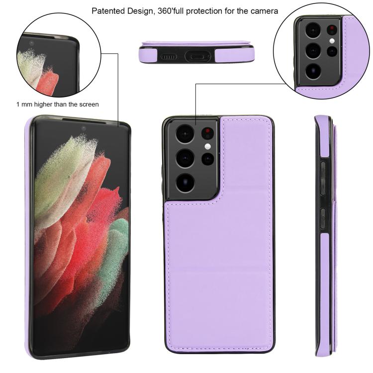 For Samsung Galaxy S21 Ultra 5G Tri-fold Holder Leather Phone Case with Card Slot