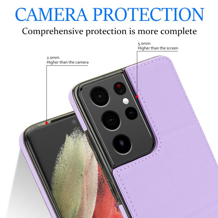 For Samsung Galaxy S21 Ultra 5G Tri-fold Holder Leather Phone Case with Card Slot