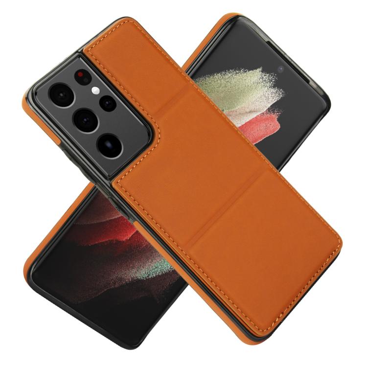 For Samsung Galaxy S21 Ultra 5G Tri-fold Holder Leather Phone Case with Card Slot