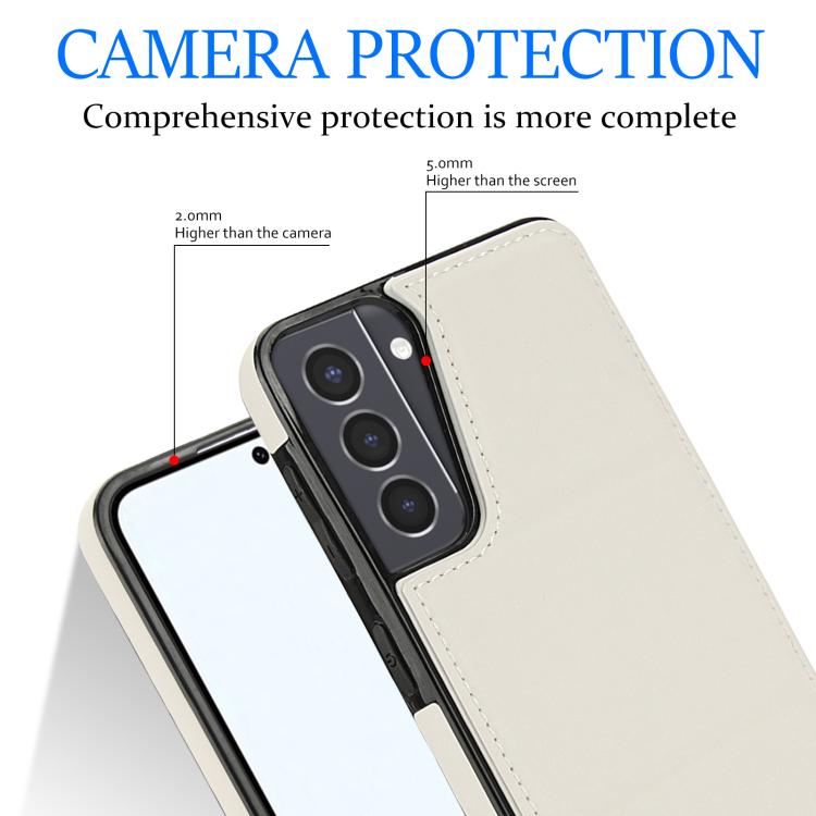 For Samsung Galaxy S21 5G Tri-fold Holder Leather Phone Case with Card Slot