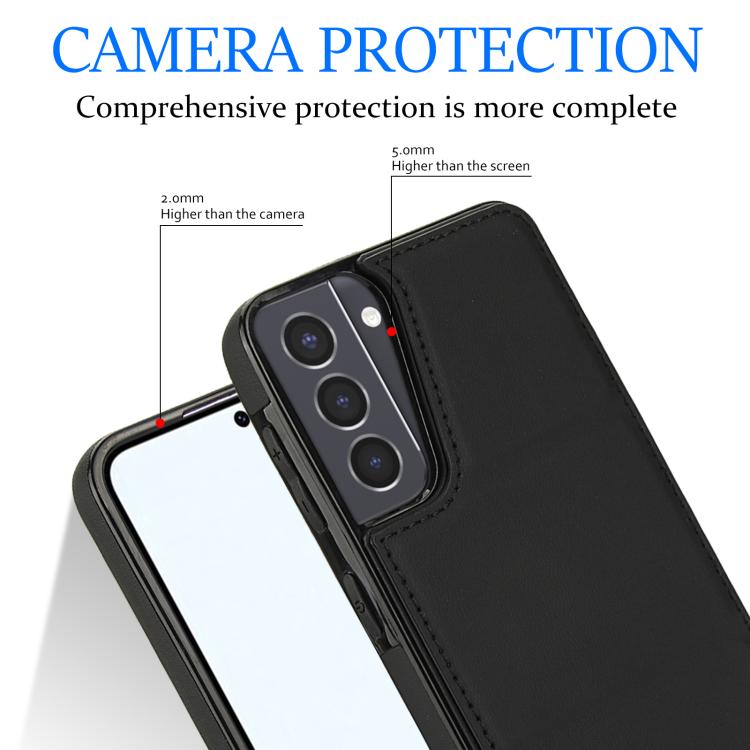 For Samsung Galaxy S21 5G Tri-fold Holder Leather Phone Case with Card Slot