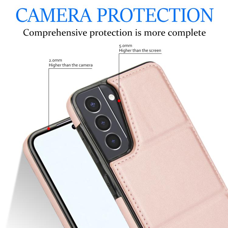 For Samsung Galaxy S21 5G Tri-fold Holder Leather Phone Case with Card Slot