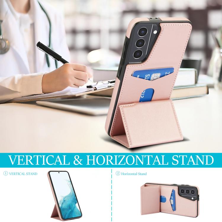 For Samsung Galaxy S21 5G Tri-fold Holder Leather Phone Case with Card Slot