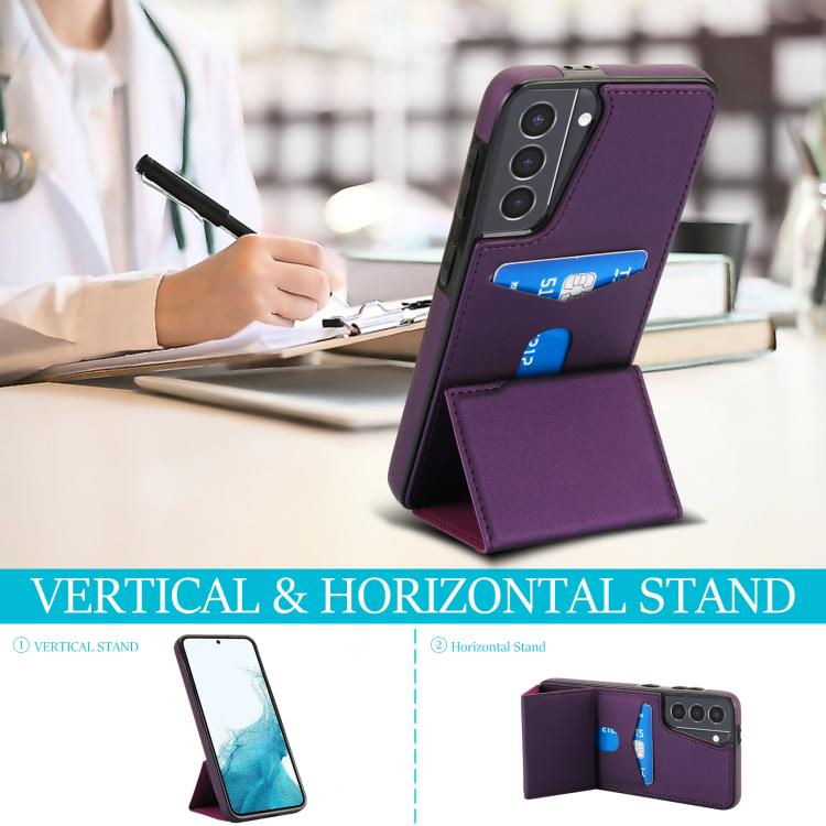 For Samsung Galaxy S21 5G Tri-fold Holder Leather Phone Case with Card Slot