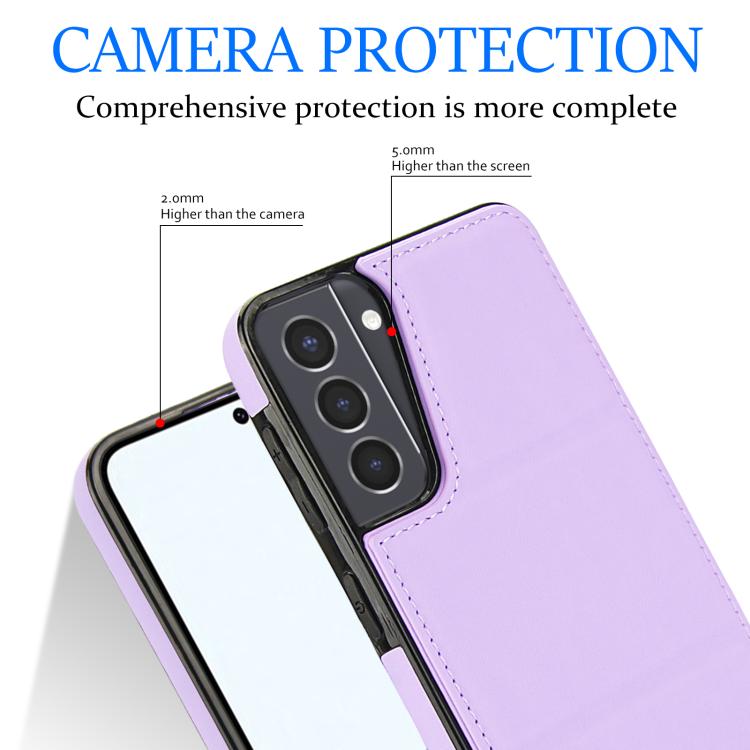 For Samsung Galaxy S21 5G Tri-fold Holder Leather Phone Case with Card Slot