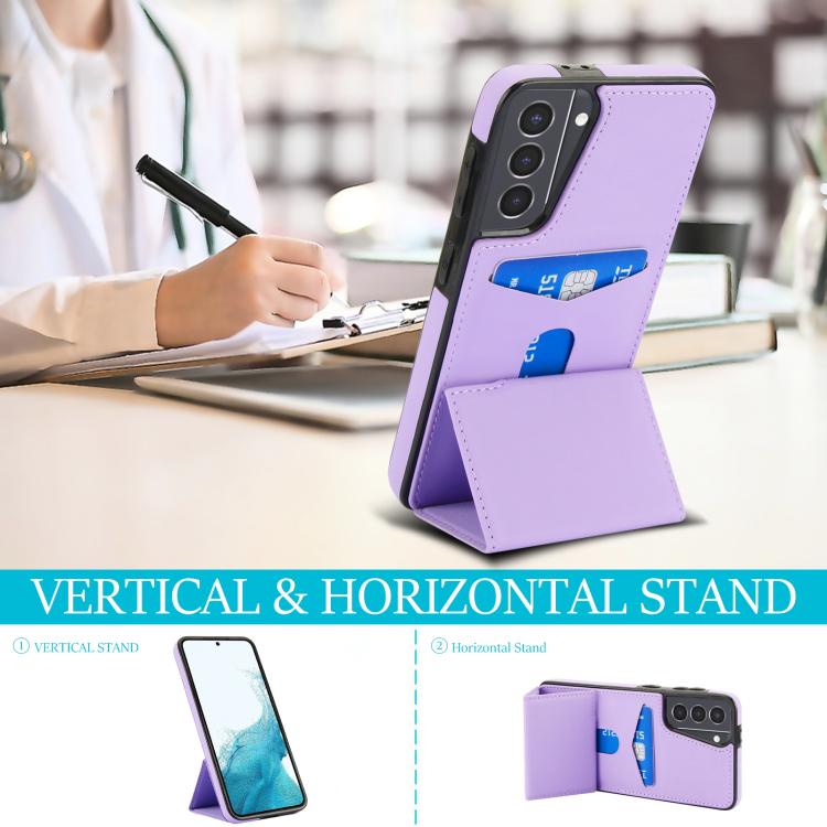 For Samsung Galaxy S21 5G Tri-fold Holder Leather Phone Case with Card Slot