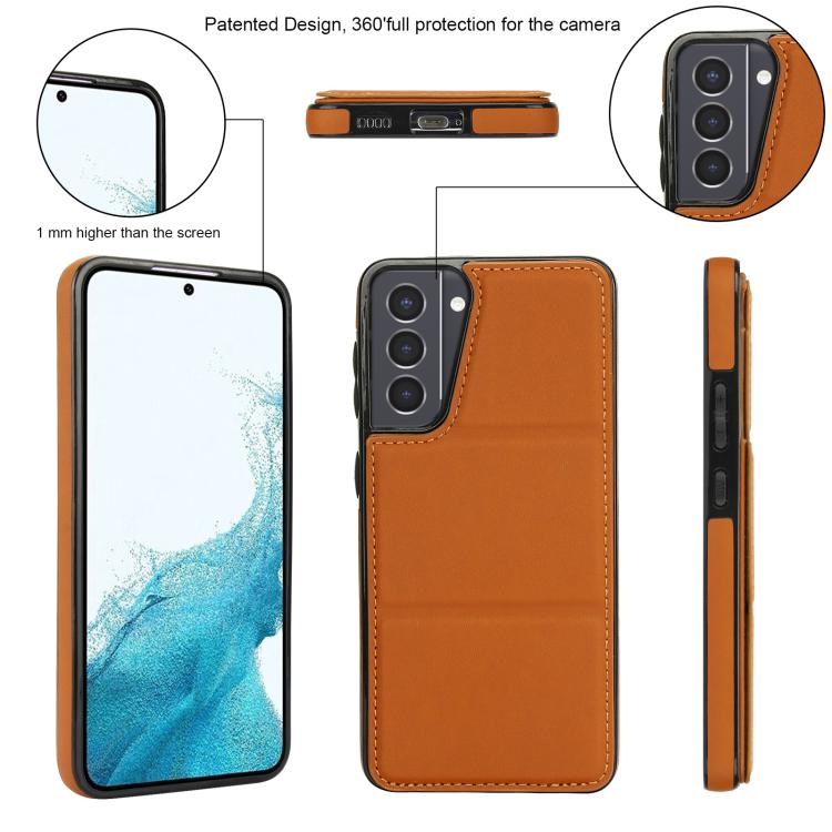 For Samsung Galaxy S21 5G Tri-fold Holder Leather Phone Case with Card Slot