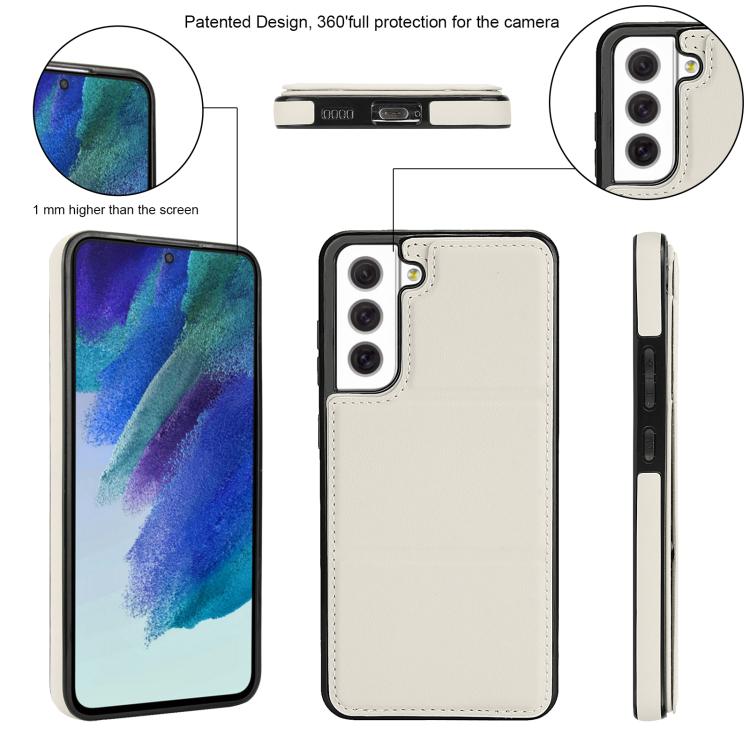 For Samsung Galaxy S21 FE 5G Tri-fold Holder Leather Phone Case with Card Slot