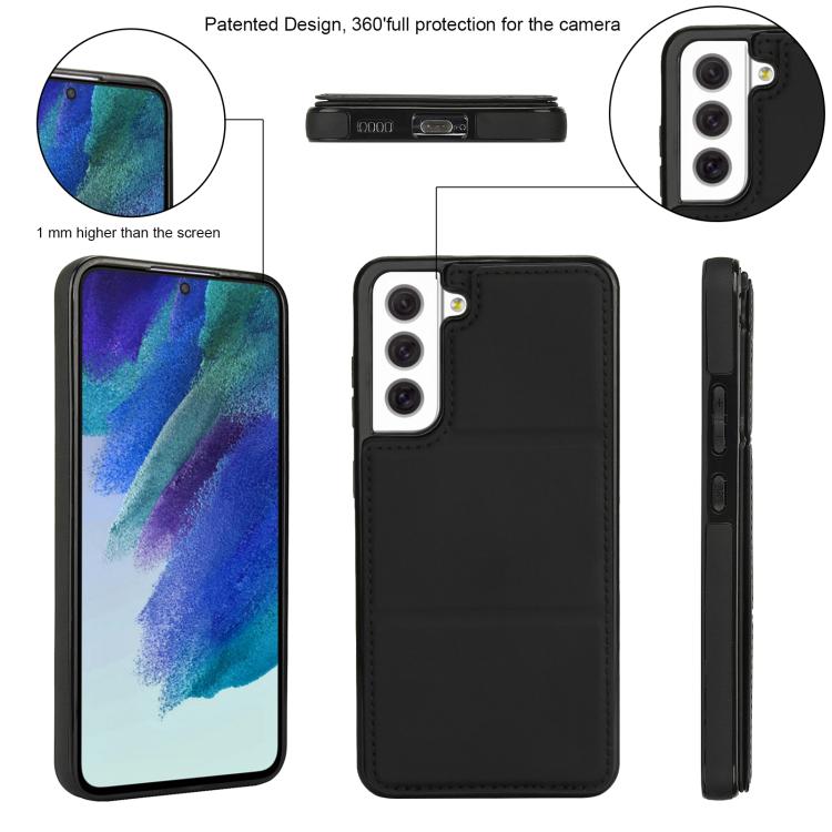 For Samsung Galaxy S21 FE 5G Tri-fold Holder Leather Phone Case with Card Slot