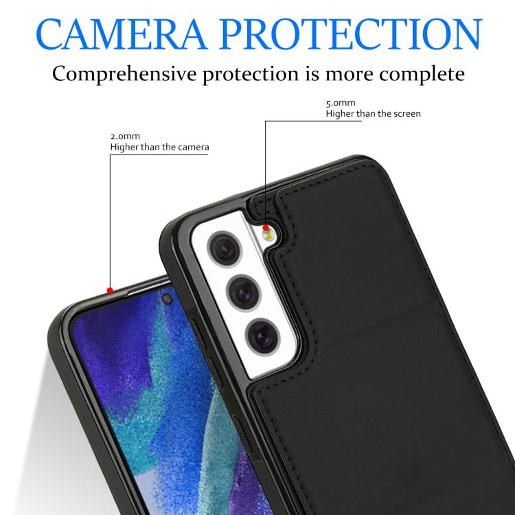 For Samsung Galaxy S21 FE 5G Tri-fold Holder Leather Phone Case with Card Slot