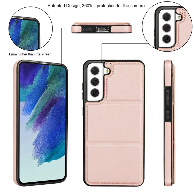 For Samsung Galaxy S21 FE 5G Tri-fold Holder Leather Phone Case with Card Slot