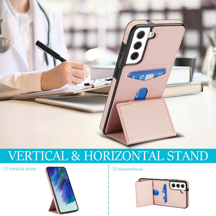 For Samsung Galaxy S21 FE 5G Tri-fold Holder Leather Phone Case with Card Slot