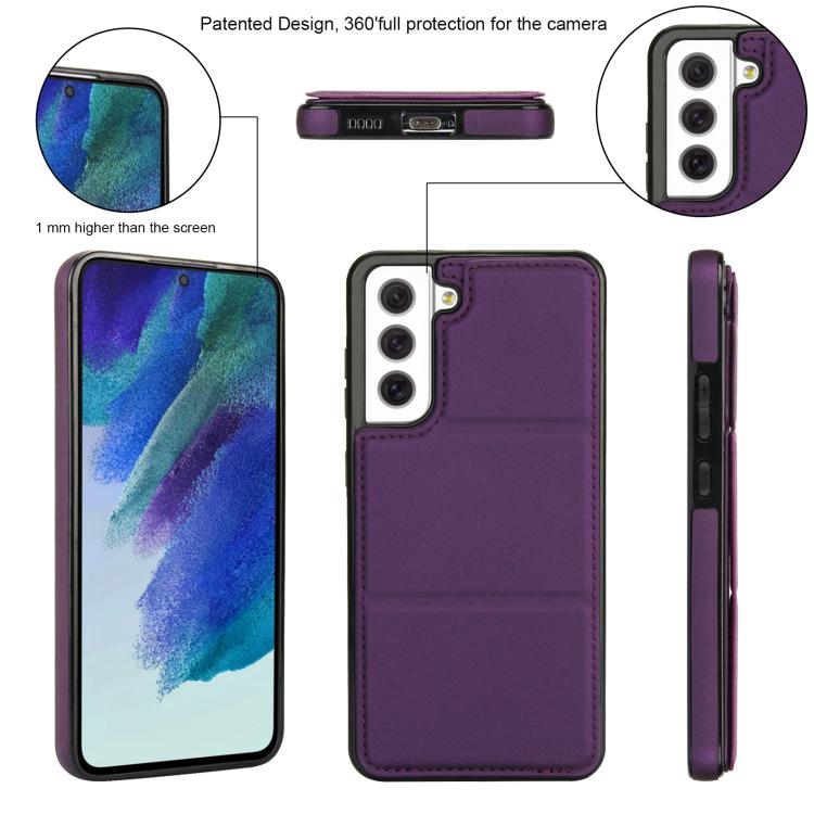 For Samsung Galaxy S21 FE 5G Tri-fold Holder Leather Phone Case with Card Slot
