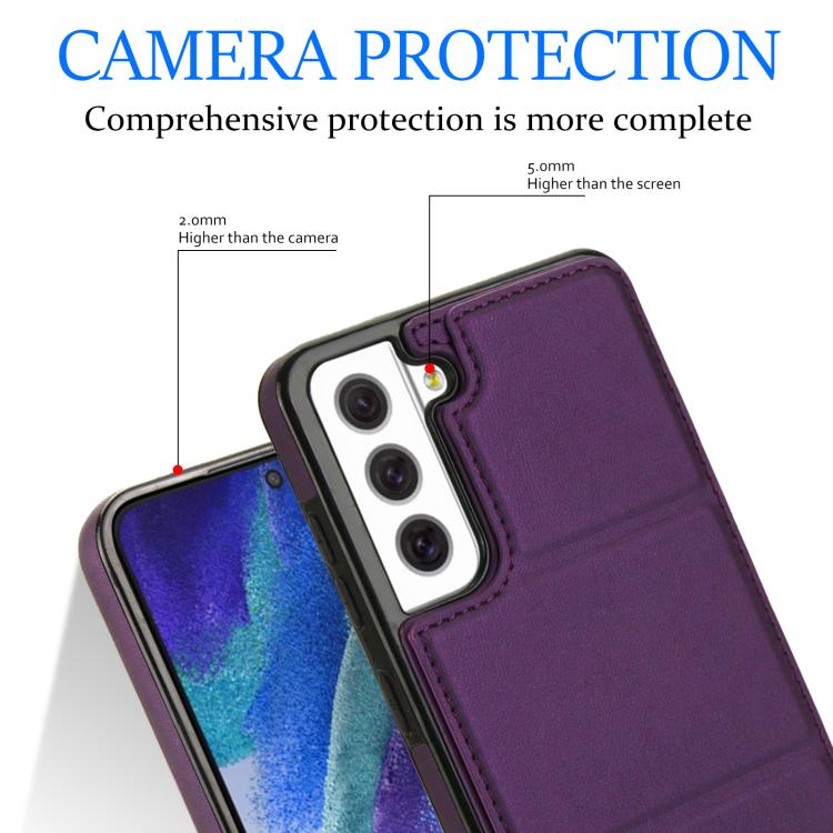 For Samsung Galaxy S21 FE 5G Tri-fold Holder Leather Phone Case with Card Slot
