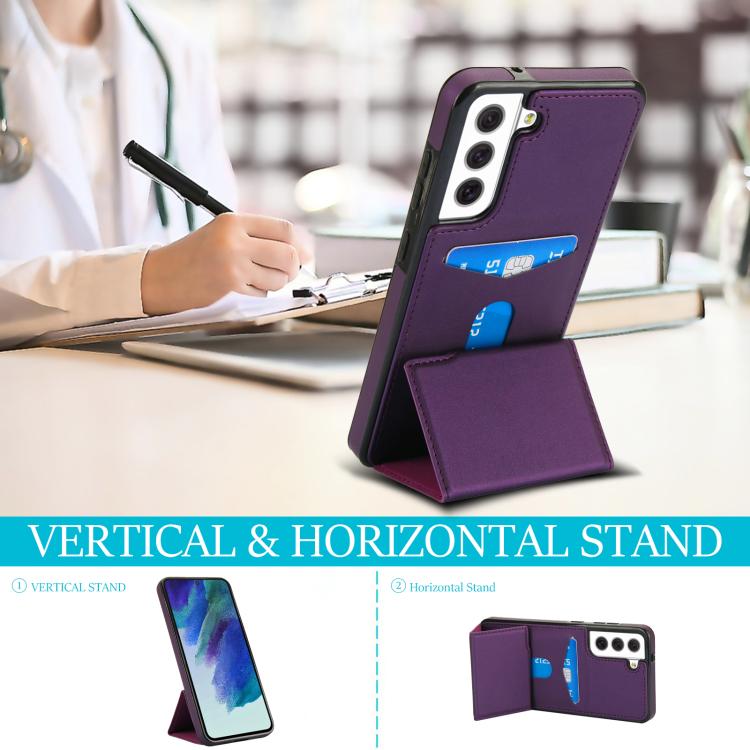 For Samsung Galaxy S21 FE 5G Tri-fold Holder Leather Phone Case with Card Slot