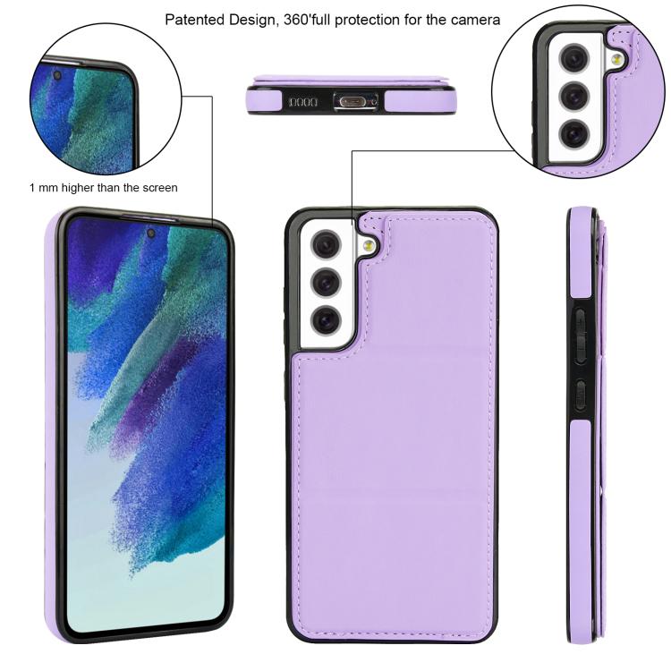 For Samsung Galaxy S21 FE 5G Tri-fold Holder Leather Phone Case with Card Slot