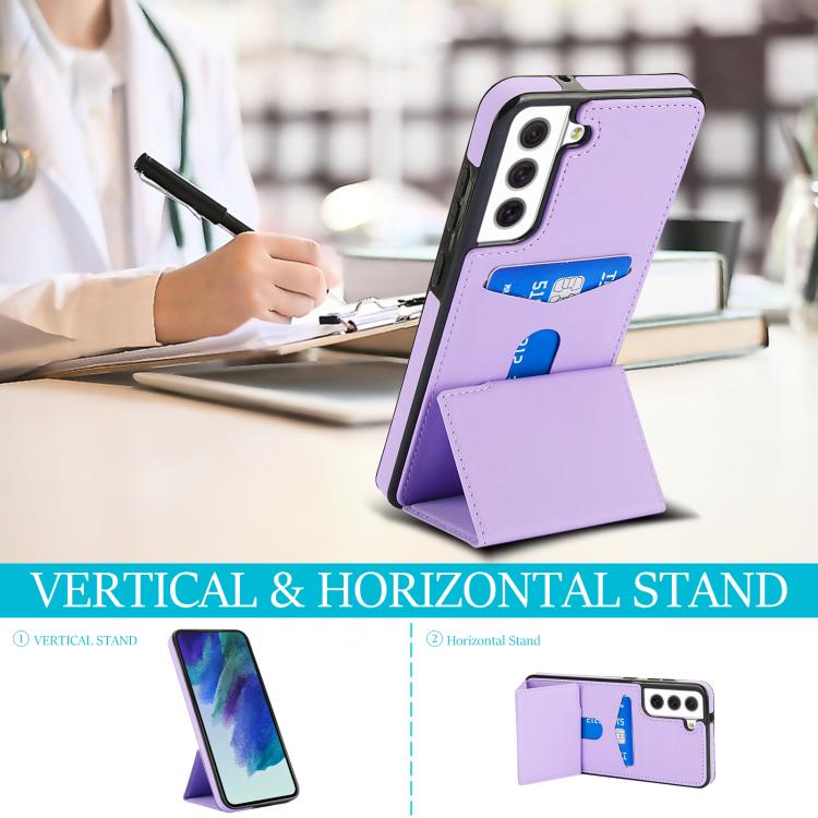 For Samsung Galaxy S21 FE 5G Tri-fold Holder Leather Phone Case with Card Slot