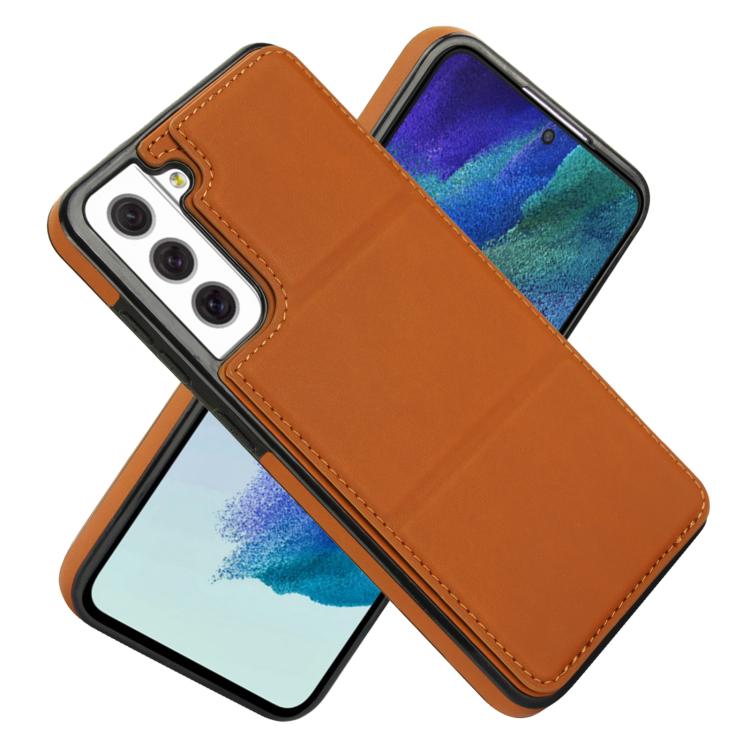 For Samsung Galaxy S21 FE 5G Tri-fold Holder Leather Phone Case with Card Slot
