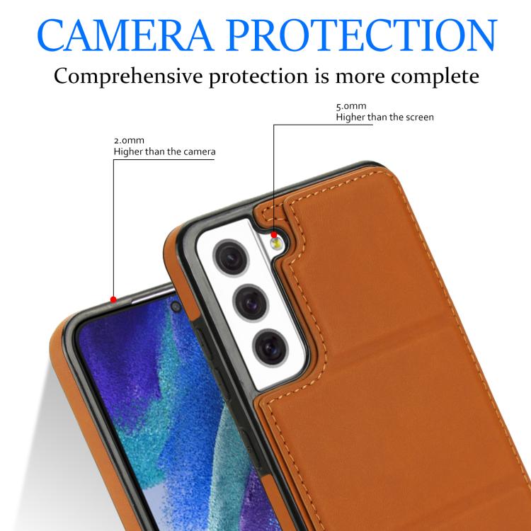For Samsung Galaxy S21 FE 5G Tri-fold Holder Leather Phone Case with Card Slot