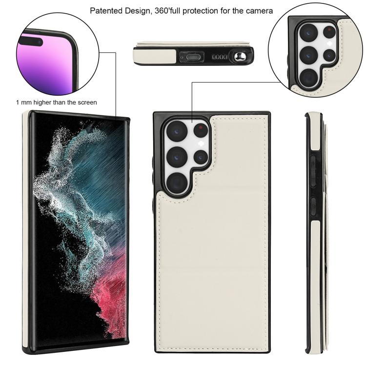 For Samsung Galaxy S22 Ultra 5G Tri-fold Holder Leather Phone Case with Card Slot