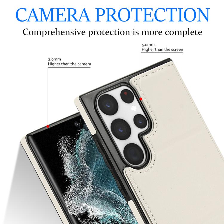 For Samsung Galaxy S22 Ultra 5G Tri-fold Holder Leather Phone Case with Card Slot