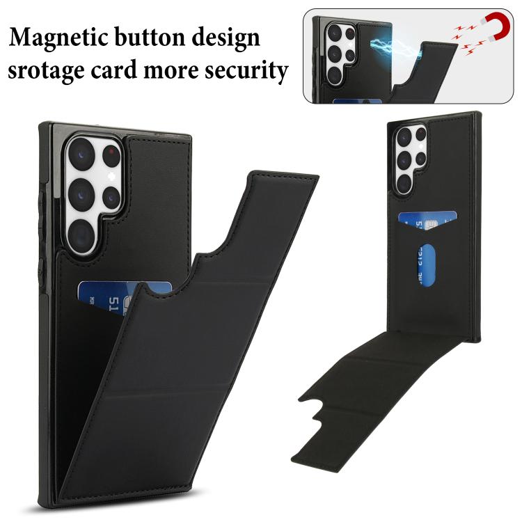 For Samsung Galaxy S22 Ultra 5G Tri-fold Holder Leather Phone Case with Card Slot