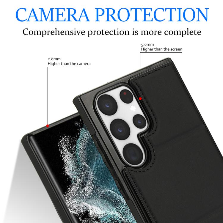 For Samsung Galaxy S22 Ultra 5G Tri-fold Holder Leather Phone Case with Card Slot