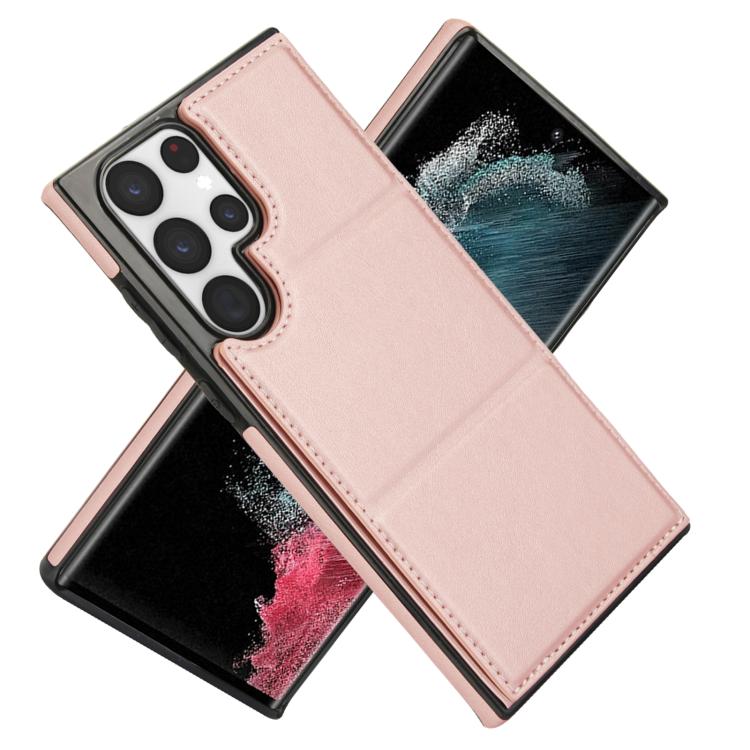 For Samsung Galaxy S22 Ultra 5G Tri-fold Holder Leather Phone Case with Card Slot