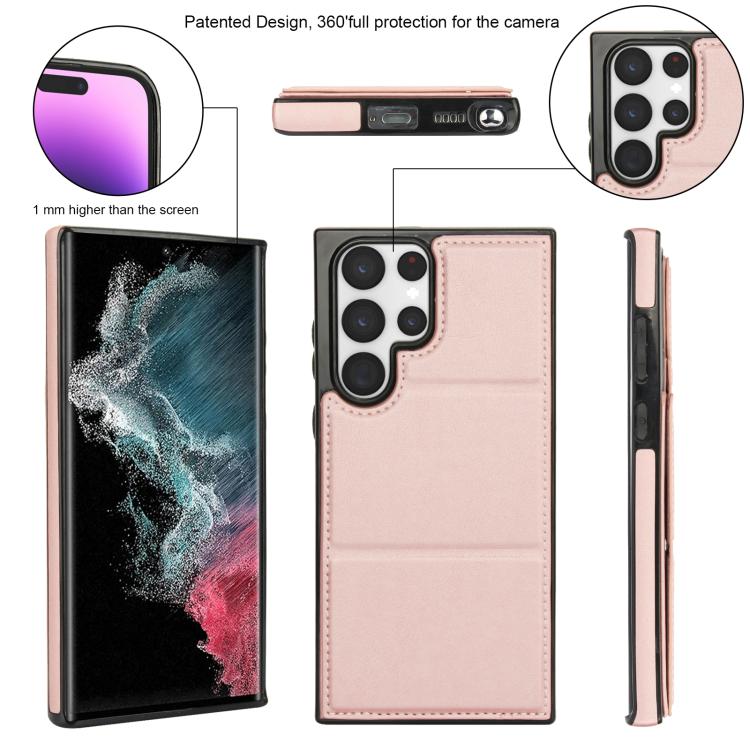 For Samsung Galaxy S22 Ultra 5G Tri-fold Holder Leather Phone Case with Card Slot