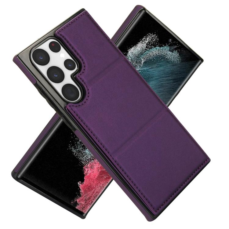 For Samsung Galaxy S22 Ultra 5G Tri-fold Holder Leather Phone Case with Card Slot