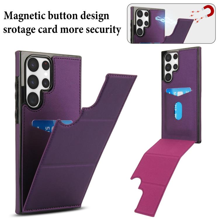 For Samsung Galaxy S22 Ultra 5G Tri-fold Holder Leather Phone Case with Card Slot