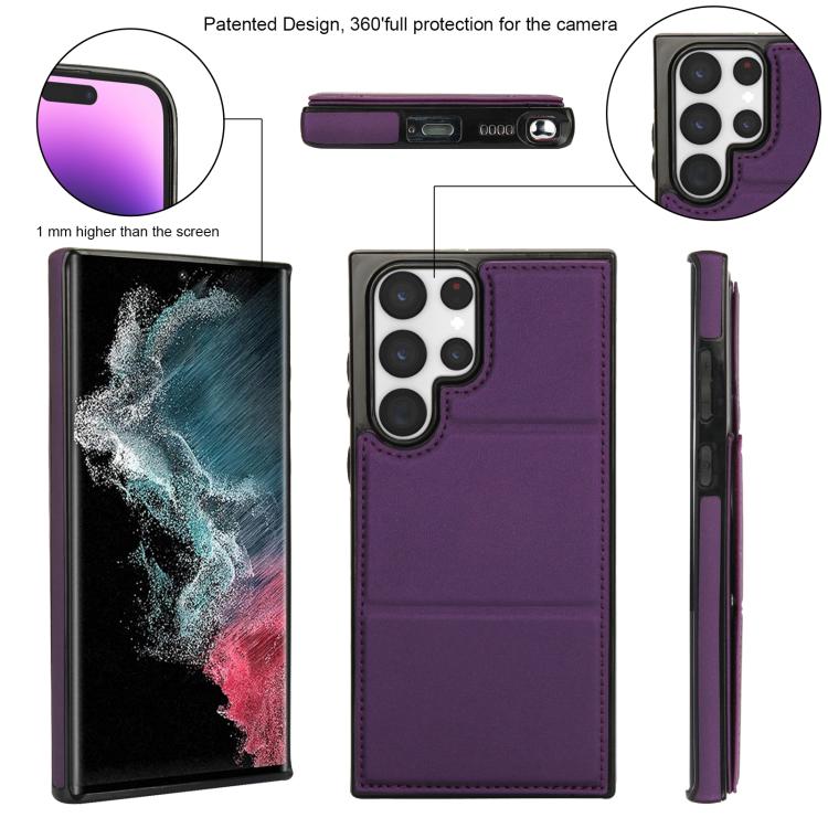 For Samsung Galaxy S22 Ultra 5G Tri-fold Holder Leather Phone Case with Card Slot