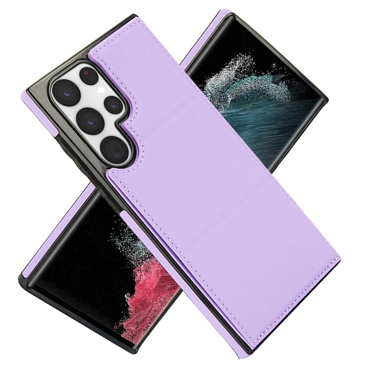 For Samsung Galaxy S22 Ultra 5G Tri-fold Holder Leather Phone Case with Card Slot