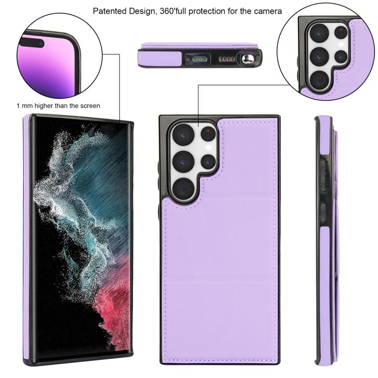 For Samsung Galaxy S22 Ultra 5G Tri-fold Holder Leather Phone Case with Card Slot