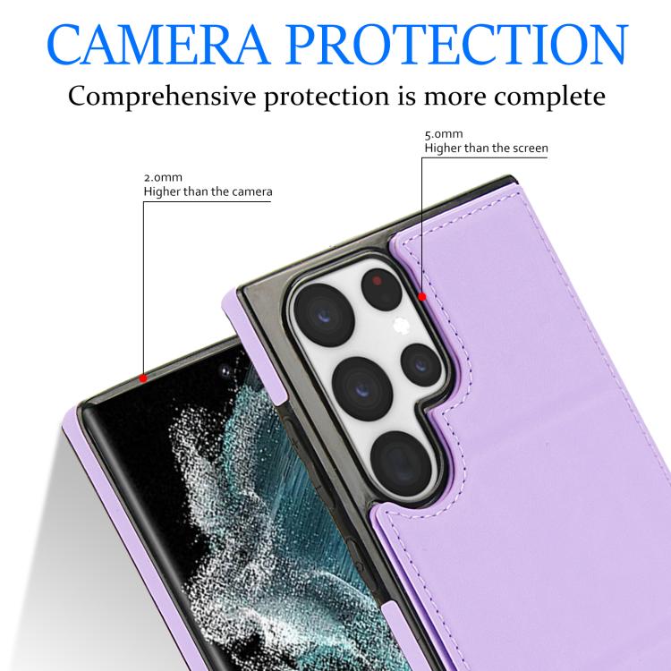 For Samsung Galaxy S22 Ultra 5G Tri-fold Holder Leather Phone Case with Card Slot