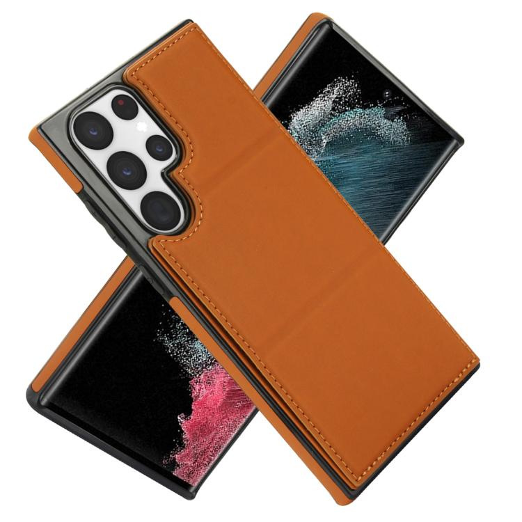 For Samsung Galaxy S22 Ultra 5G Tri-fold Holder Leather Phone Case with Card Slot