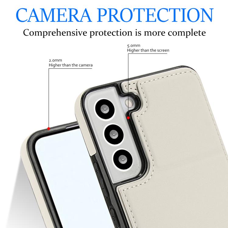 For Samsung Galaxy S22 5G Tri-fold Holder Leather Phone Case with Card Slot