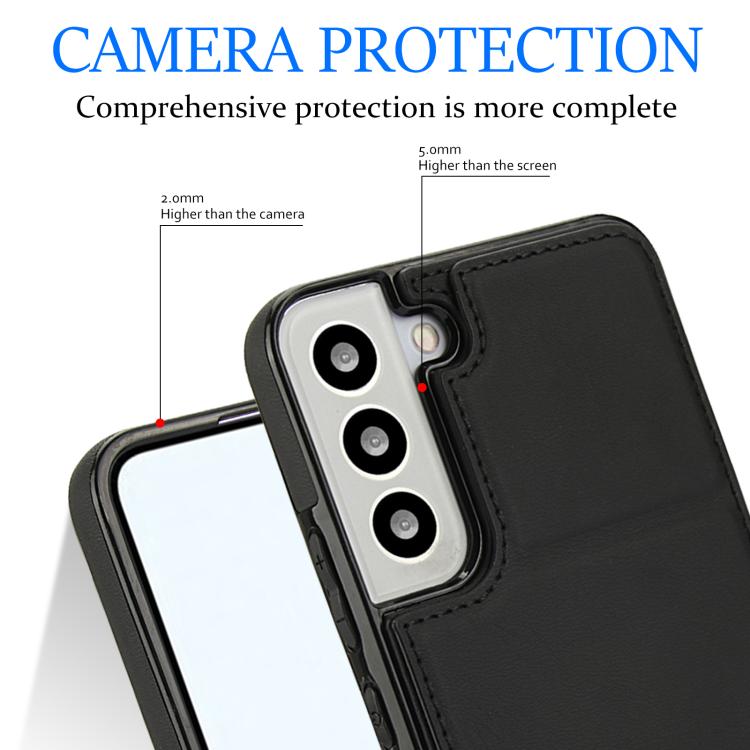 For Samsung Galaxy S22 5G Tri-fold Holder Leather Phone Case with Card Slot