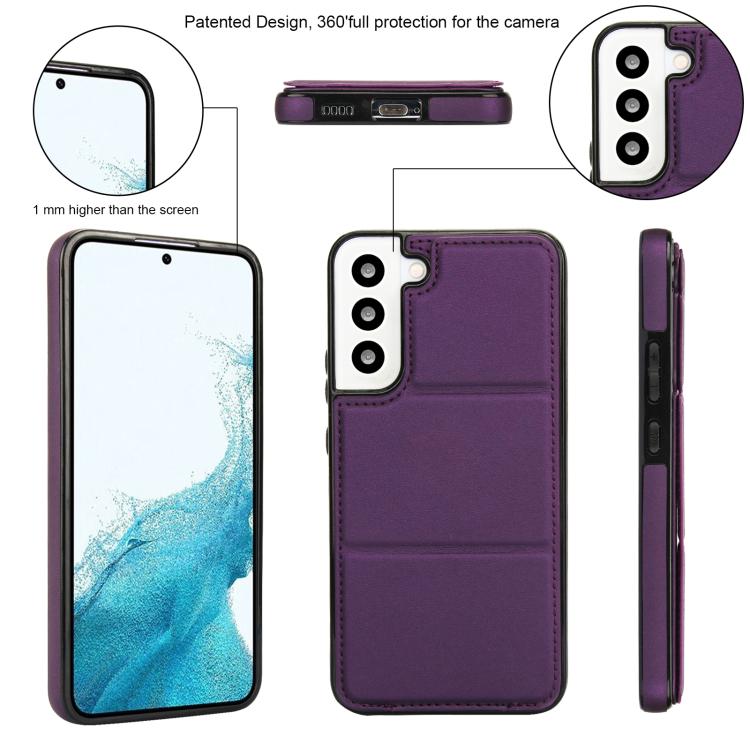 For Samsung Galaxy S22 5G Tri-fold Holder Leather Phone Case with Card Slot