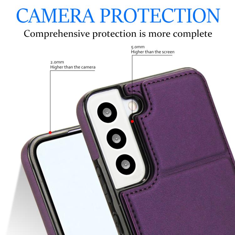 For Samsung Galaxy S22 5G Tri-fold Holder Leather Phone Case with Card Slot