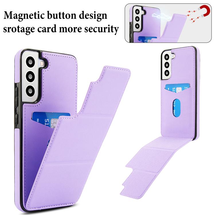 For Samsung Galaxy S22 5G Tri-fold Holder Leather Phone Case with Card Slot