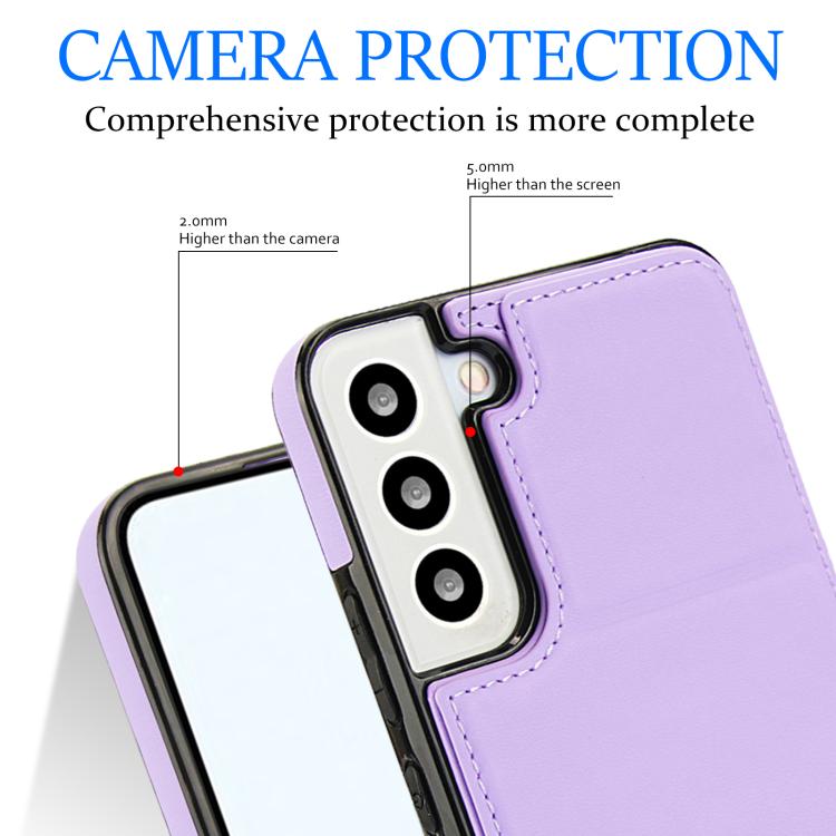 For Samsung Galaxy S22 5G Tri-fold Holder Leather Phone Case with Card Slot