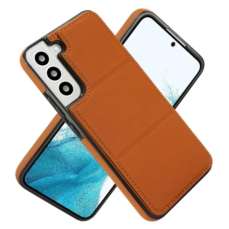 For Samsung Galaxy S22 5G Tri-fold Holder Leather Phone Case with Card Slot